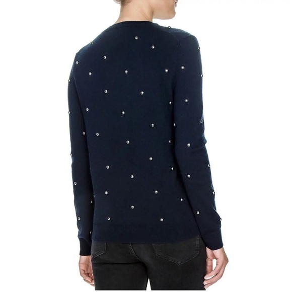 The Kooples | Embellished Navy Wool Cashmere Blend Sweater - Picture 2 of 6